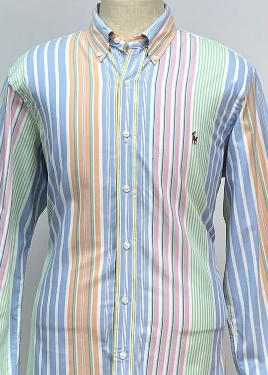 Camisa Polo Ralph Lauren 🏇🏼 Oxford de rayas multicolor Talla XL Entalle Regular