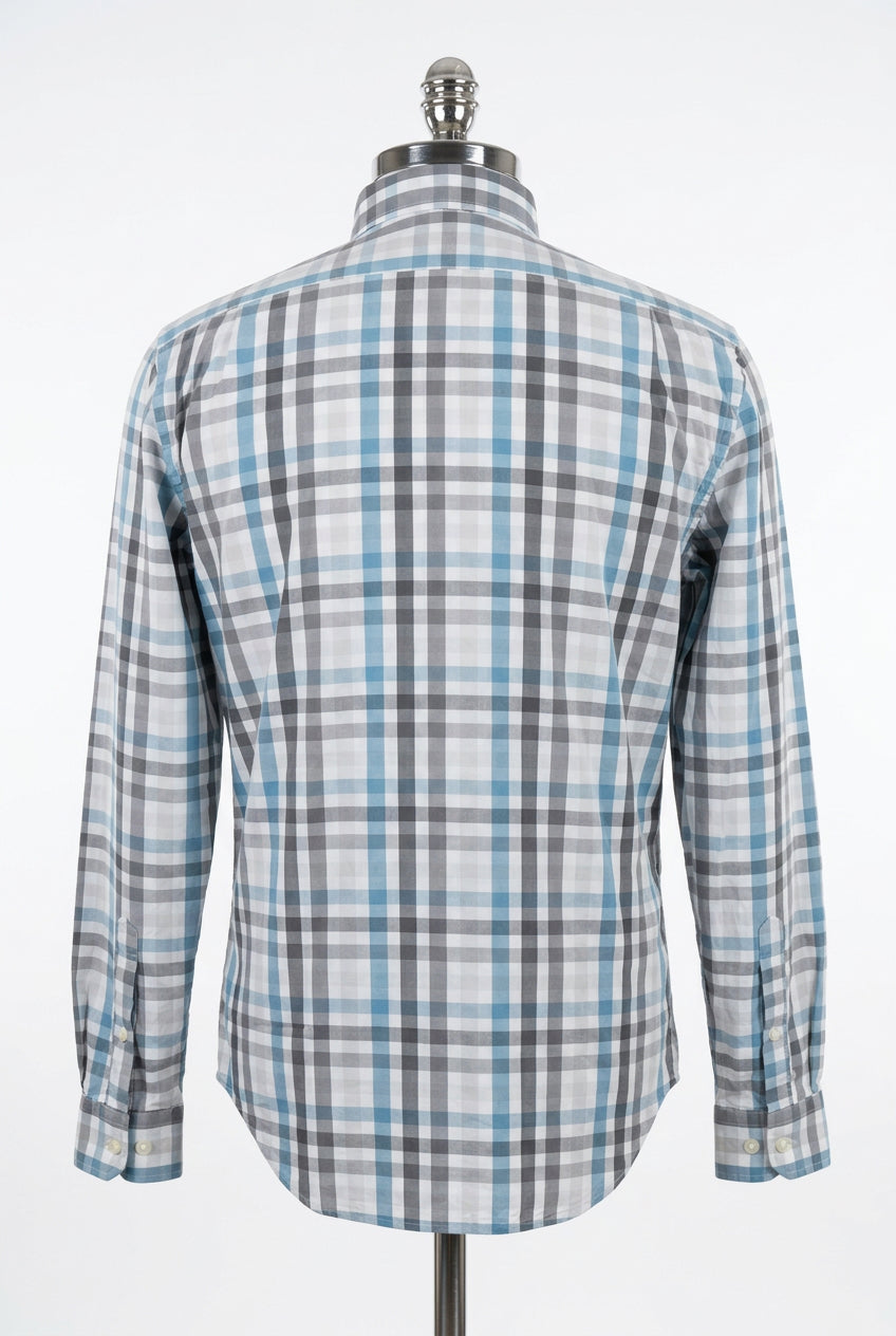 Camisa de botones Lacoste 🐊 color blanco de cuadros en color verde azul y gris Talla M Entalle Regular