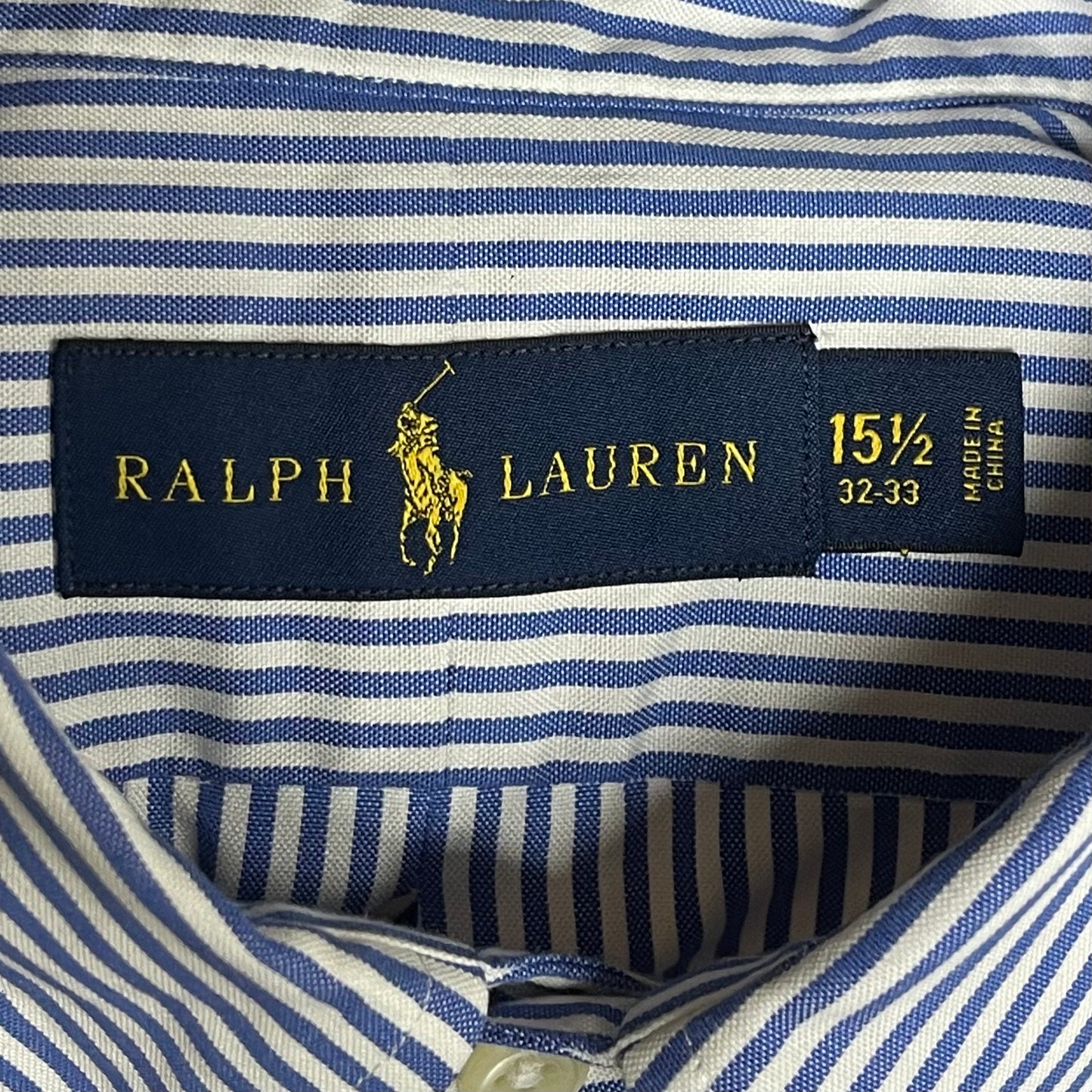 Camisa Polo Ralph Lauren 🏇🏼 con patrón de rayas en azul y blanco Talla M Entalle Regular