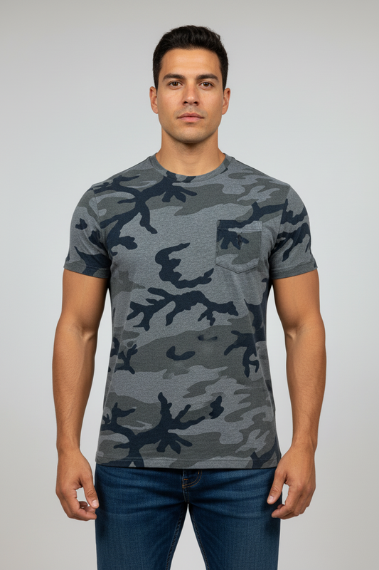 Camiseta cuello redondo Polo Ralph Lauren 🏇🏼 diseño camuflaje en color gris manga corta Talla S