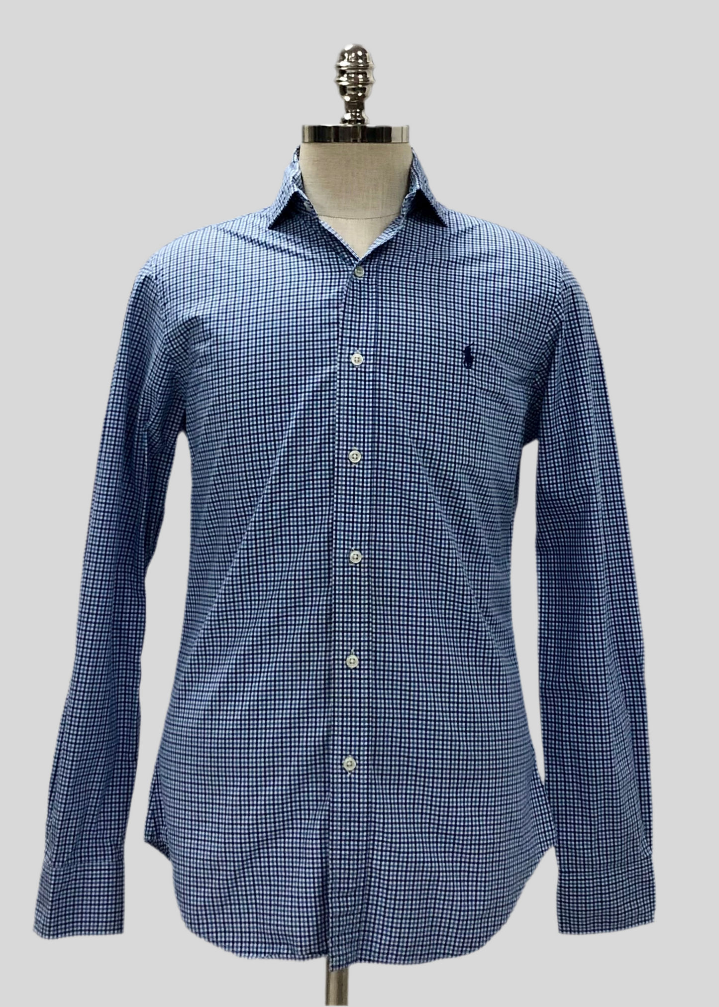Camisa Polo Ralph Lauren 🏇🏼 con patron de cuadros celeste, azul y blanco Talla M Entalle Slim Fit
