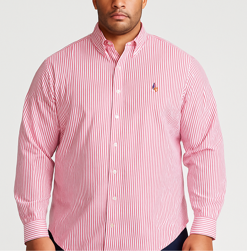 Camisa de botones Polo Ralph Lauren 🏇🏼 con patrón de rayas en color rosado y blanco Talla XL Entalle Clásico