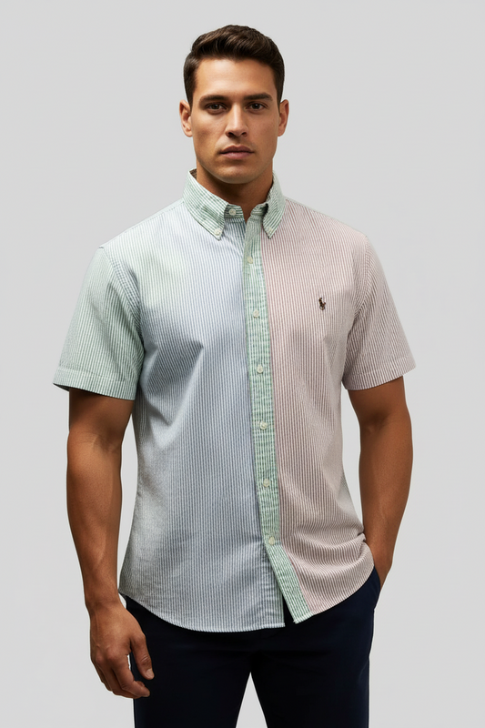 Camisa de botones Polo Ralph Lauren 🏇🏼 Oxford color blanco con rayas multicolor Talla L Entalle Slim Fit