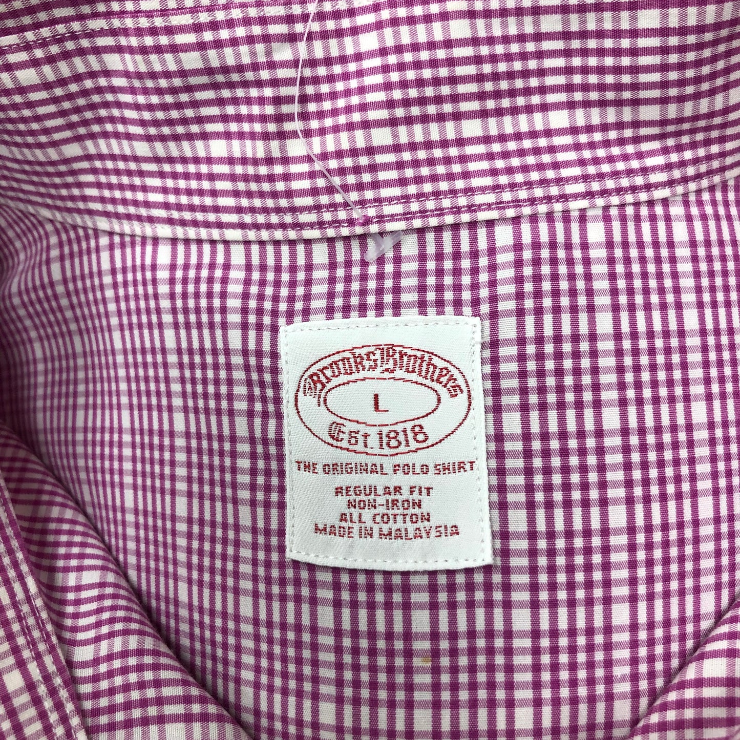 Camisa Brooks Brothers 🐑 con patrón  de cuadros rosado oscuro y blanco Talla XL Entalle Regular