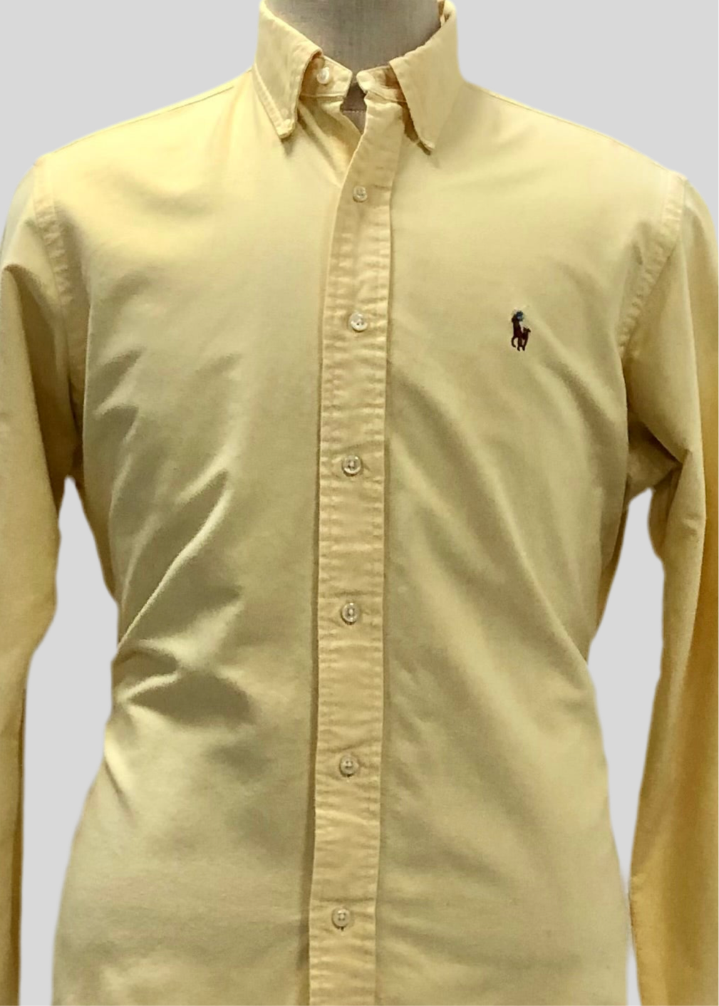 Camisa de botones Polo Ralph Lauren 🏇🏼 Oxford en color amarillo claro Talla M Entalle Clásico