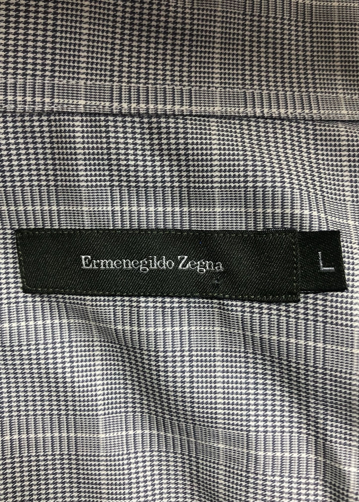 Camisa de botones Ermenegildo Zegna 🇮🇹 de cuadros en negro y blanco Talla L Entalle Regular
