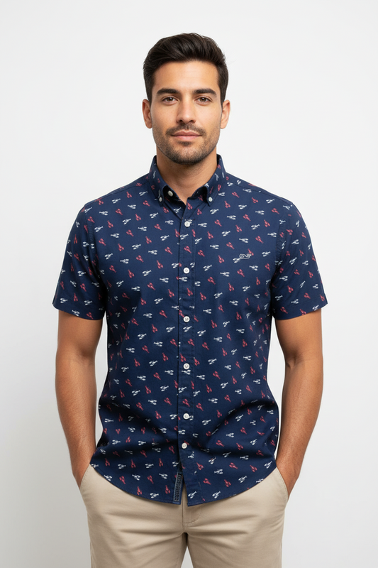 Camisa de botones Vineyard Vines 🐳 color azul navy con diseño de langostas Talla S Entalle S Regular