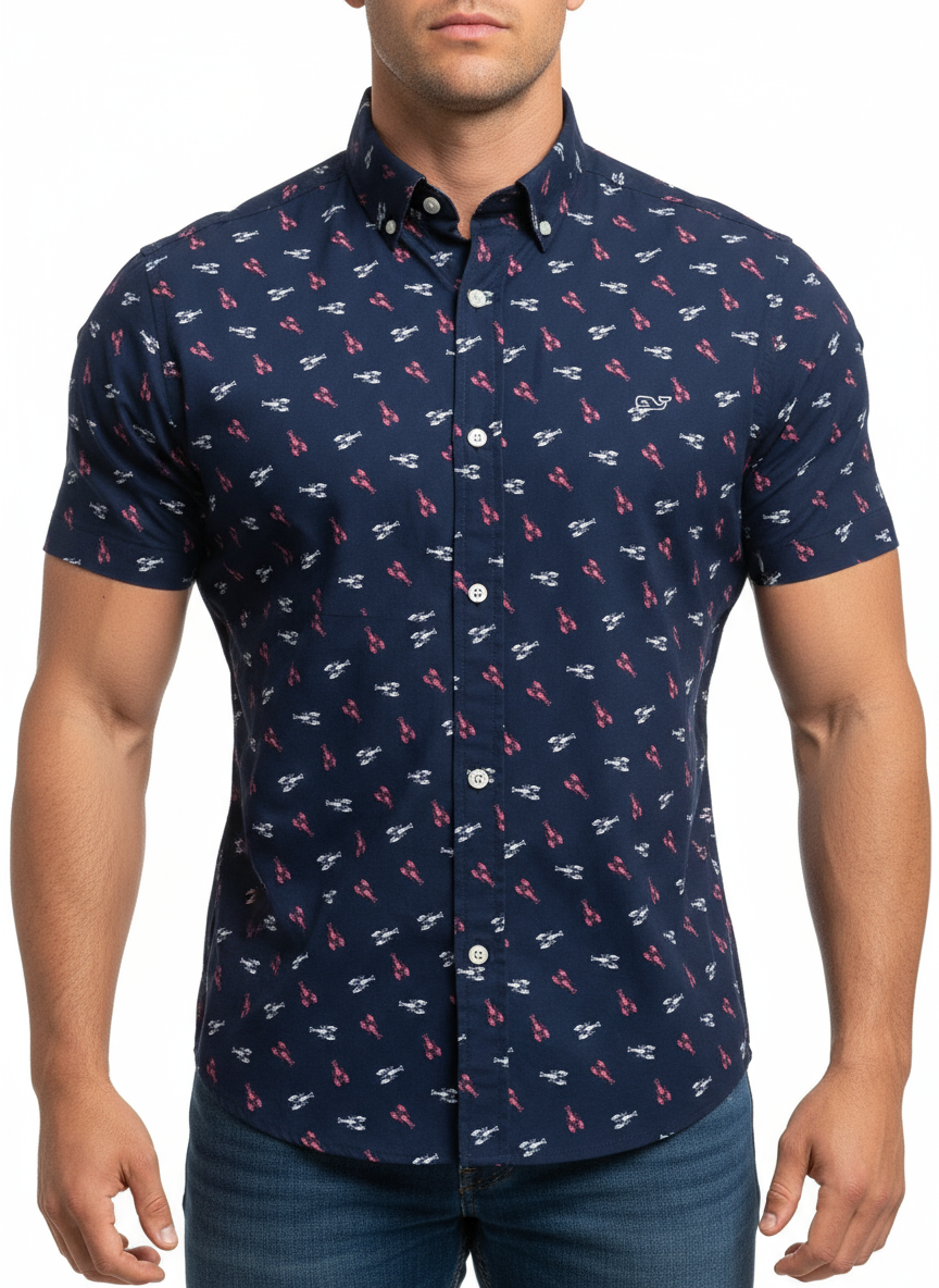 Camisa de botones Vineyard Vines 🐳 color azul navy con diseño de langostas Talla S Entalle S Regular