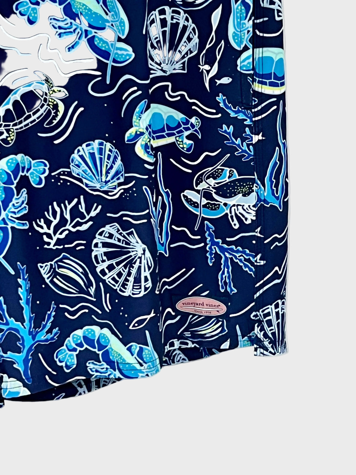Short de baño Vineyard Vines 🐳 con diseño marino en azul, celeste y blanco talla XL