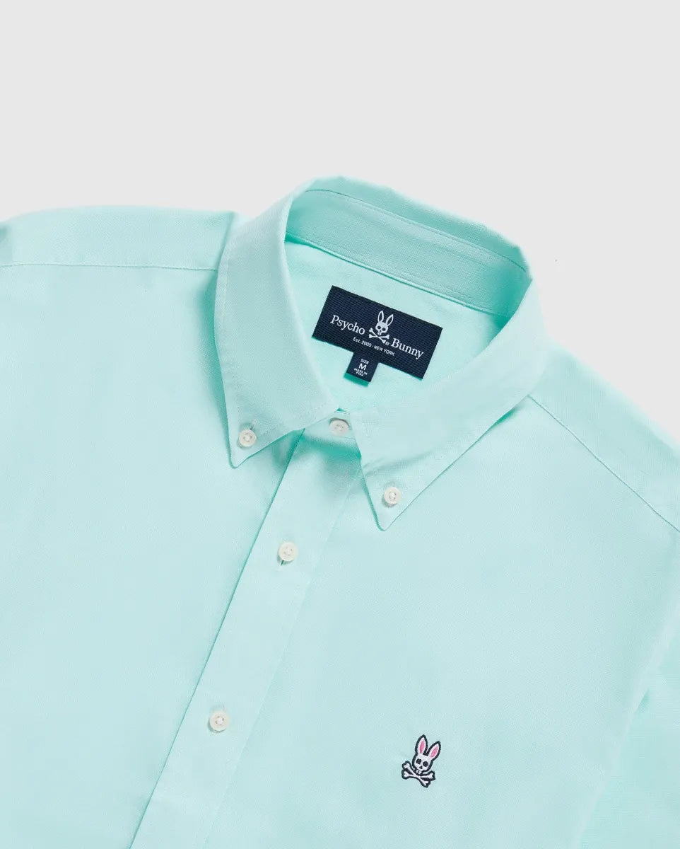 Camisa de botones Psycho Bunny 🐰  Oxford Color verde claro con logo tradicional Talla XL Entalle Regular