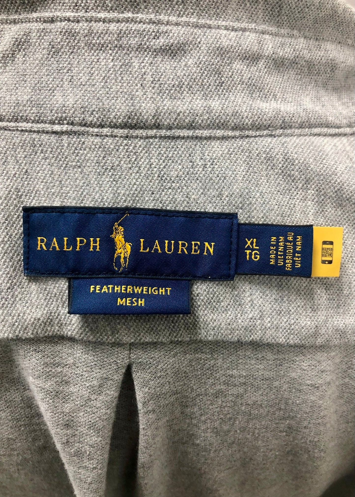 Camisa Polo Ralph Lauren 🏇🏼 Tela camiseta (Featherweight Mesh) en color gris claro Talla XL Entalle Regular