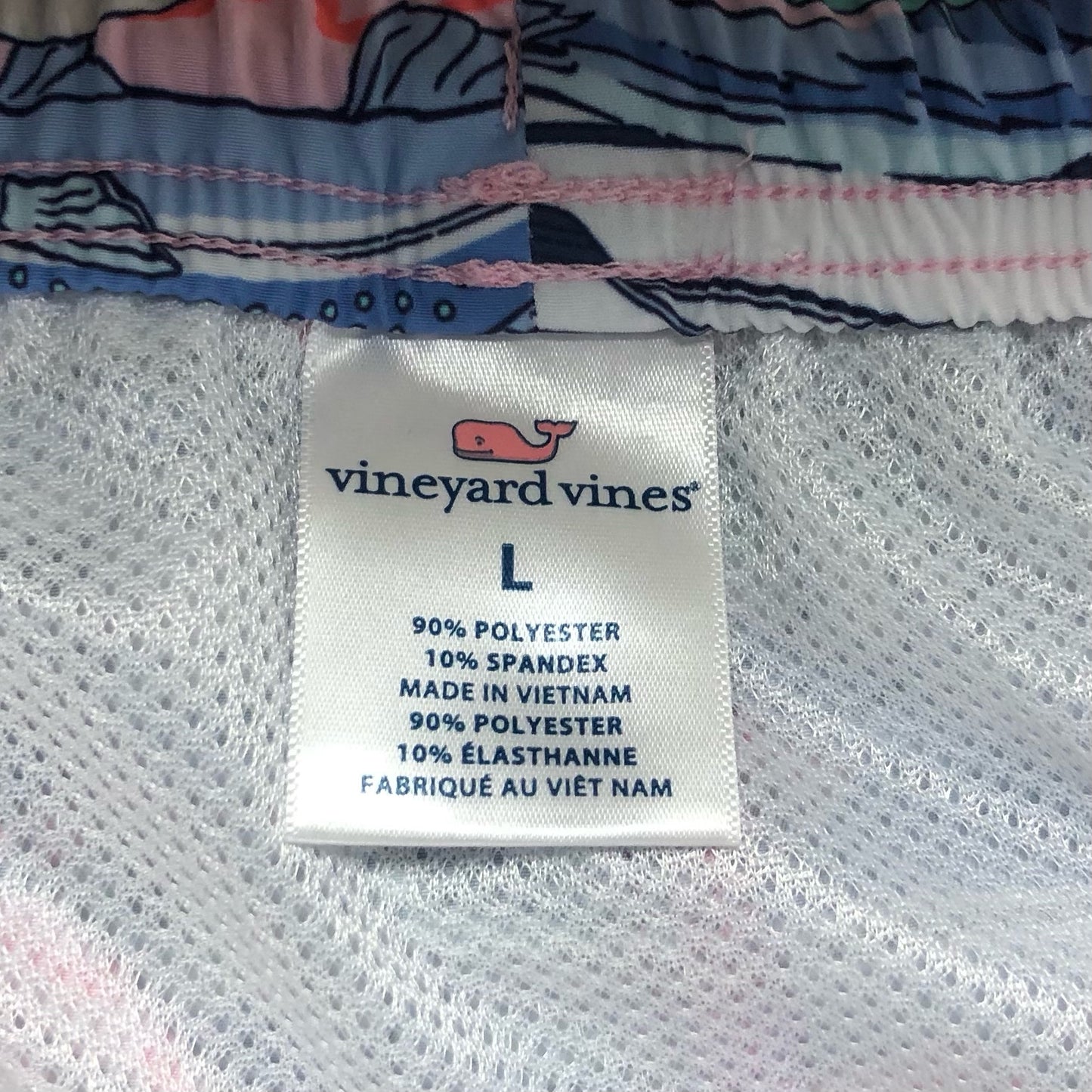 Shorts de baño Vineyard Vines 🐳 con diseño de peces en color rosado, verde y azul talla L