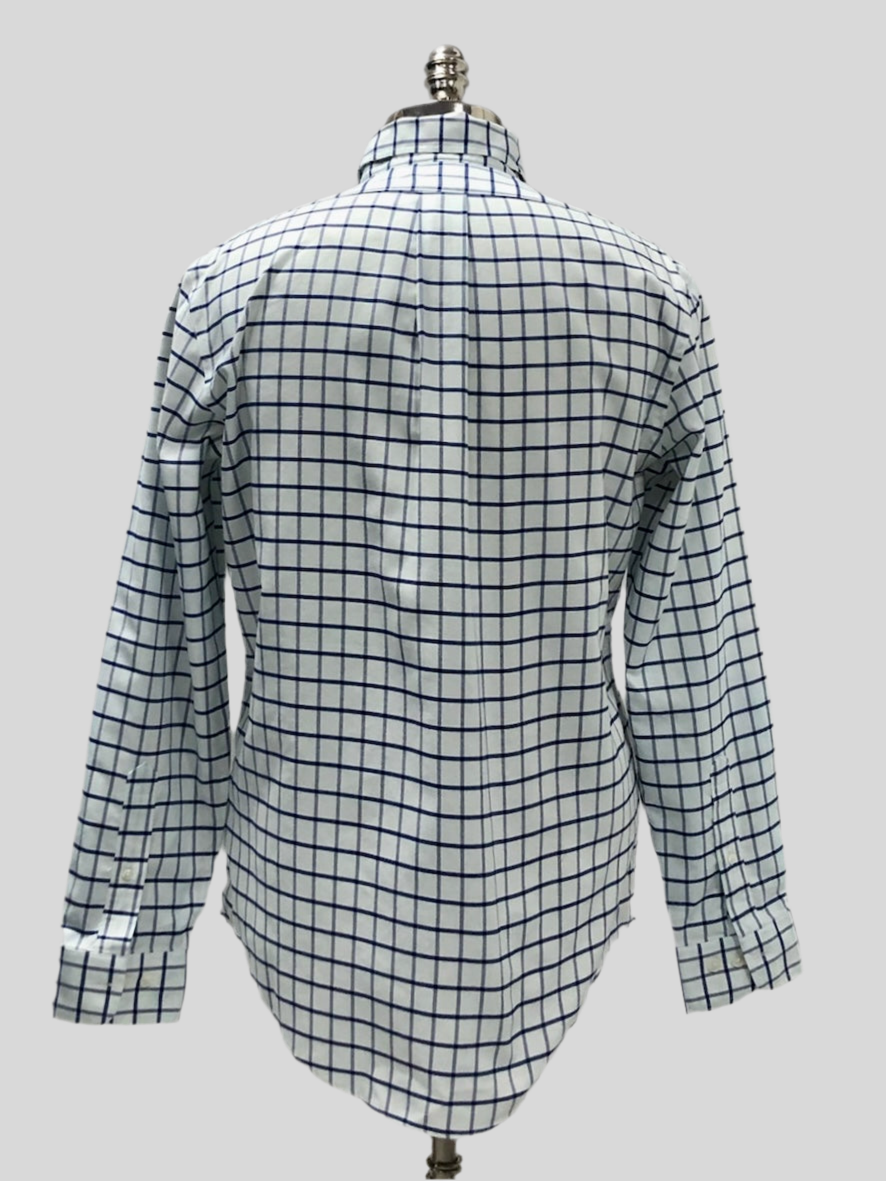 Camisa Brooks Brothers 🐑 color blanco con cuadros en azul navy Talla M Entalle Regular