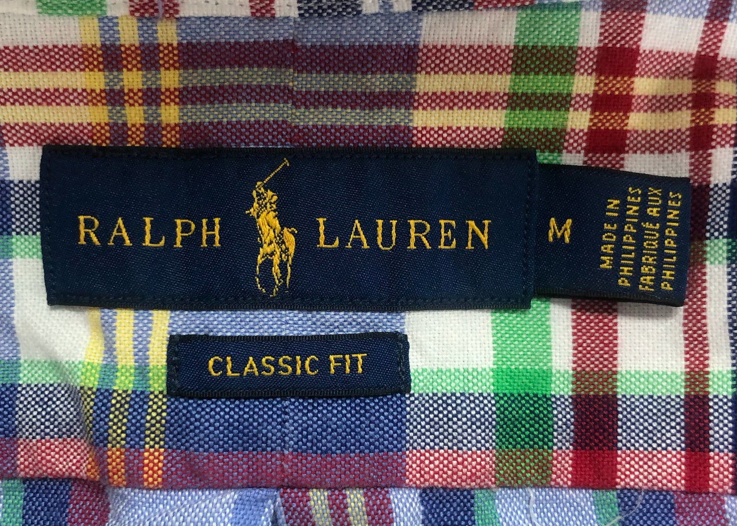 Camisa Polo Ralph Lauren 🏇🏼 Oxford de cuadros tartán celeste, amarillo, verde, rojo y blanco Talla M Entalle Clásico