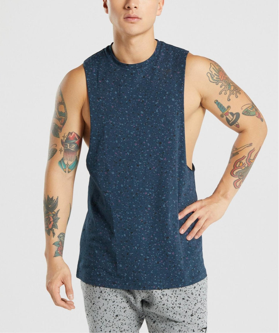 Camiseta de entrenamiento sin mangas Gymshark 🏋🏽 Diseño en color azul, celeste y negro Talla M