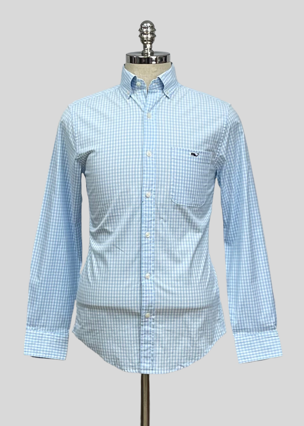 Camisa Vineyard Vines 🐳 de cuadros gingham en color celeste y blanco Talla XS Entalle Clasico