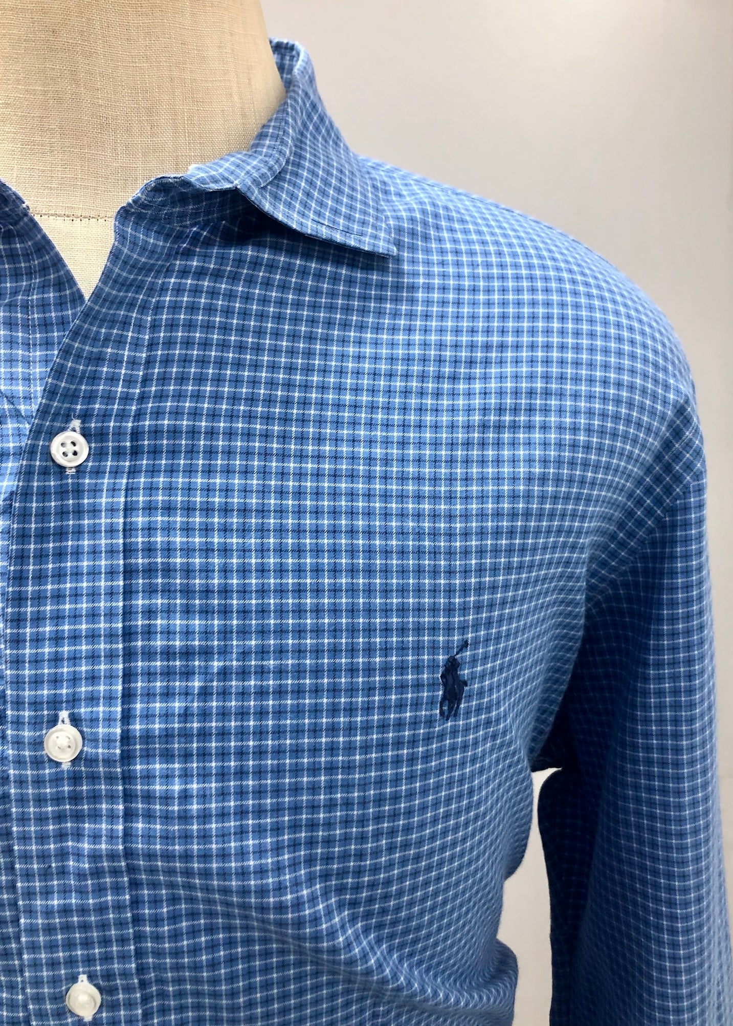 Camisa Polo Ralph Lauren 🏇🏼 de cuadros en color azul y blanco Talla XXL Entalle Regular