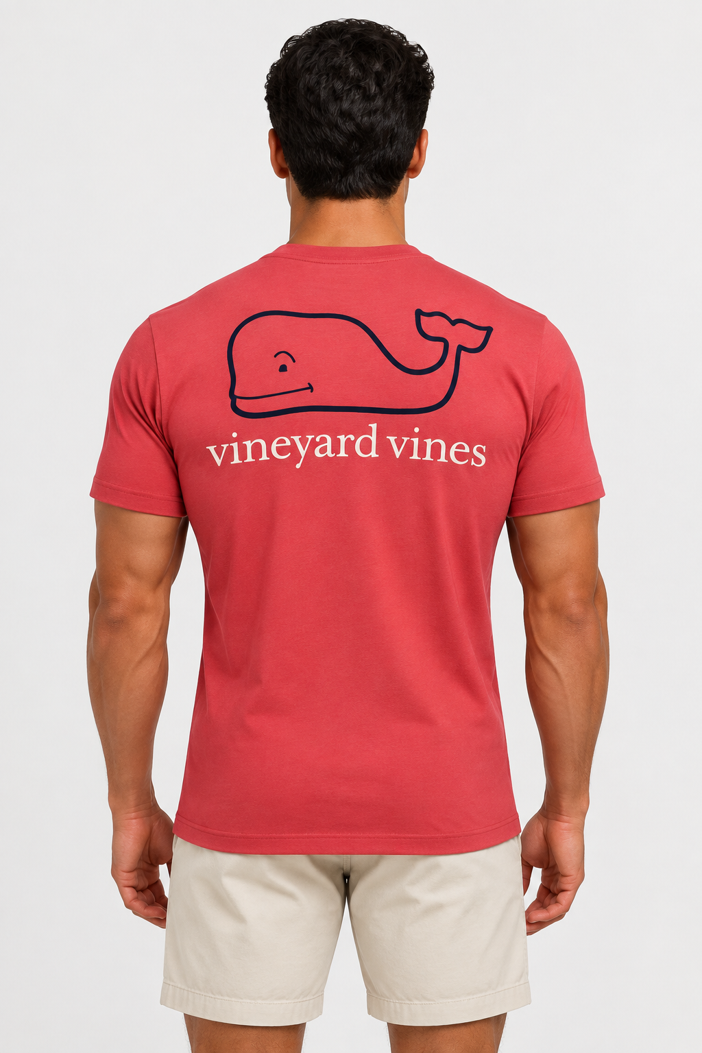 Camiseta cuello redondo Vineyard Vines 🐳 color rosado magenta con Diseño de ballena Talla Small