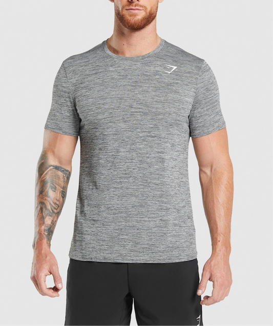 Camiseta de entrenamiento cuello redondo Gymshark 🏋🏽 color gris y negro manga corta Talla L