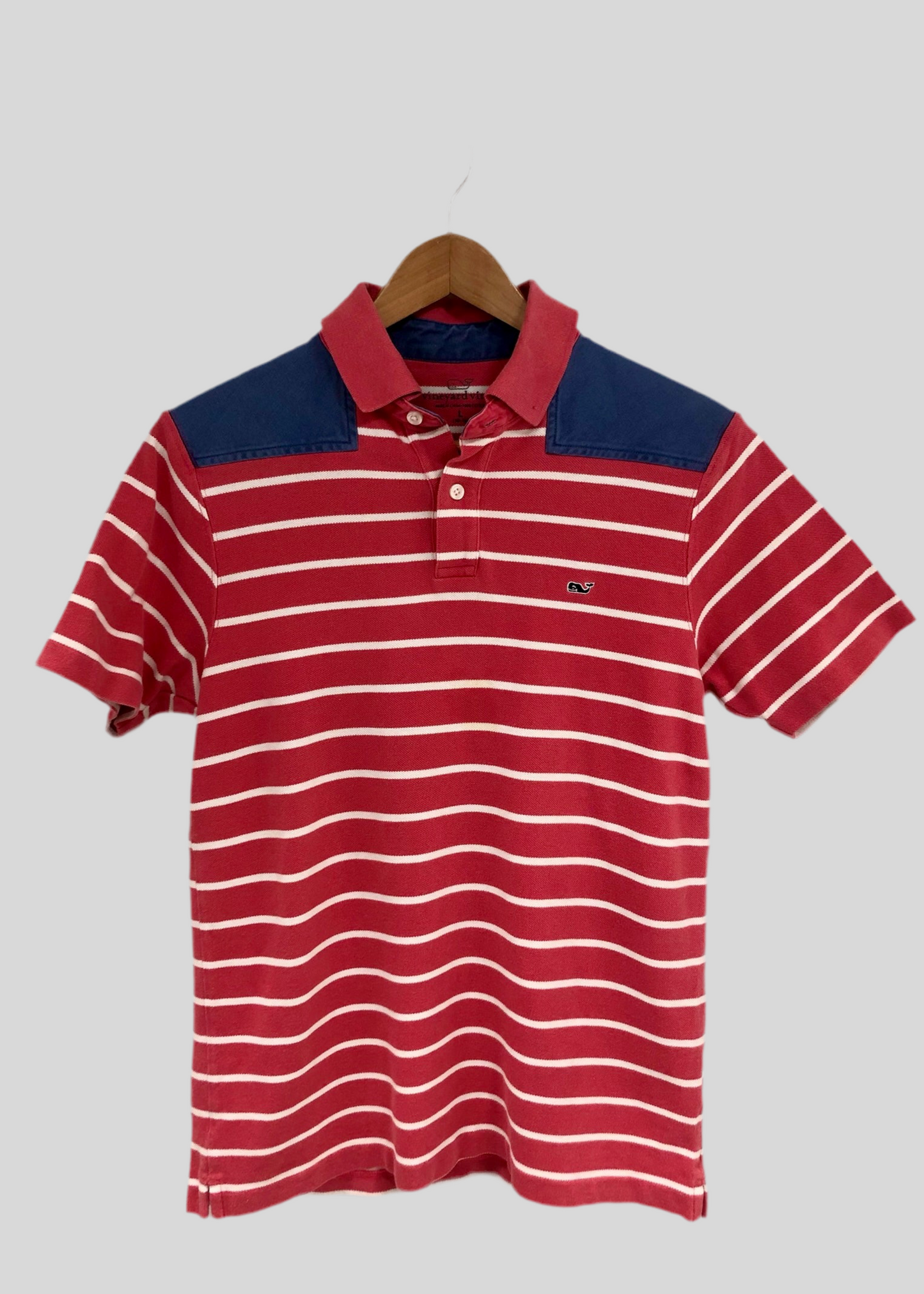 Camiseta Polo de niño Vineyard Vines 🐳 color rojo con rayas blancas Talla L (16) Entalle Regular