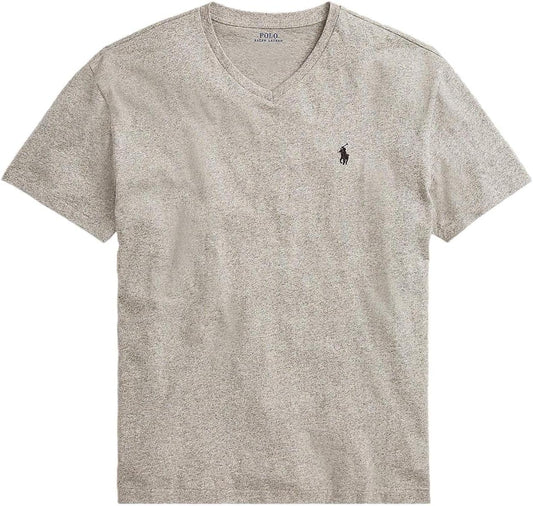 Camiseta cuello V Polo Ralph Lauren 🏇🏼 color gris claro manga corta Talla Medium Entalle Regular