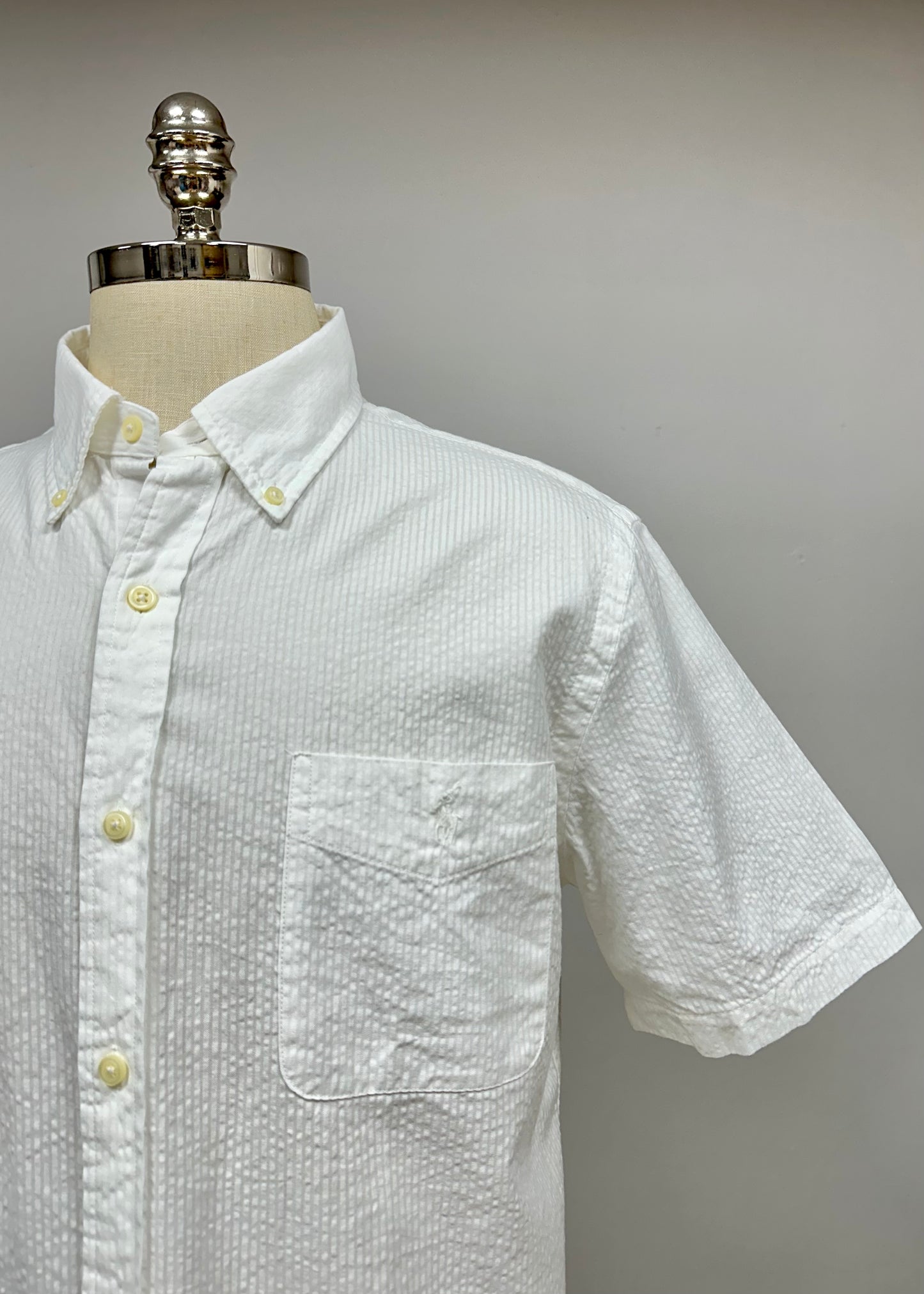 Camisa Polo Ralph Lauren 🏇🏼 Color blanco Seersucker Talla XL Entalle Slim Fit