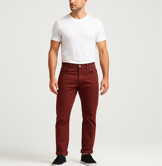 Pantalon jeans color rojo púrpura H&M 🇸🇪 Talla 32 Corte Slim Fit