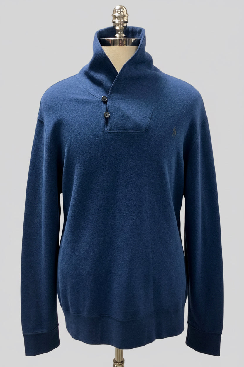 Sueter Jersey de botones Polo Ralph Lauren 🏇🏼 color azul oscuro con logo gris Talla XL