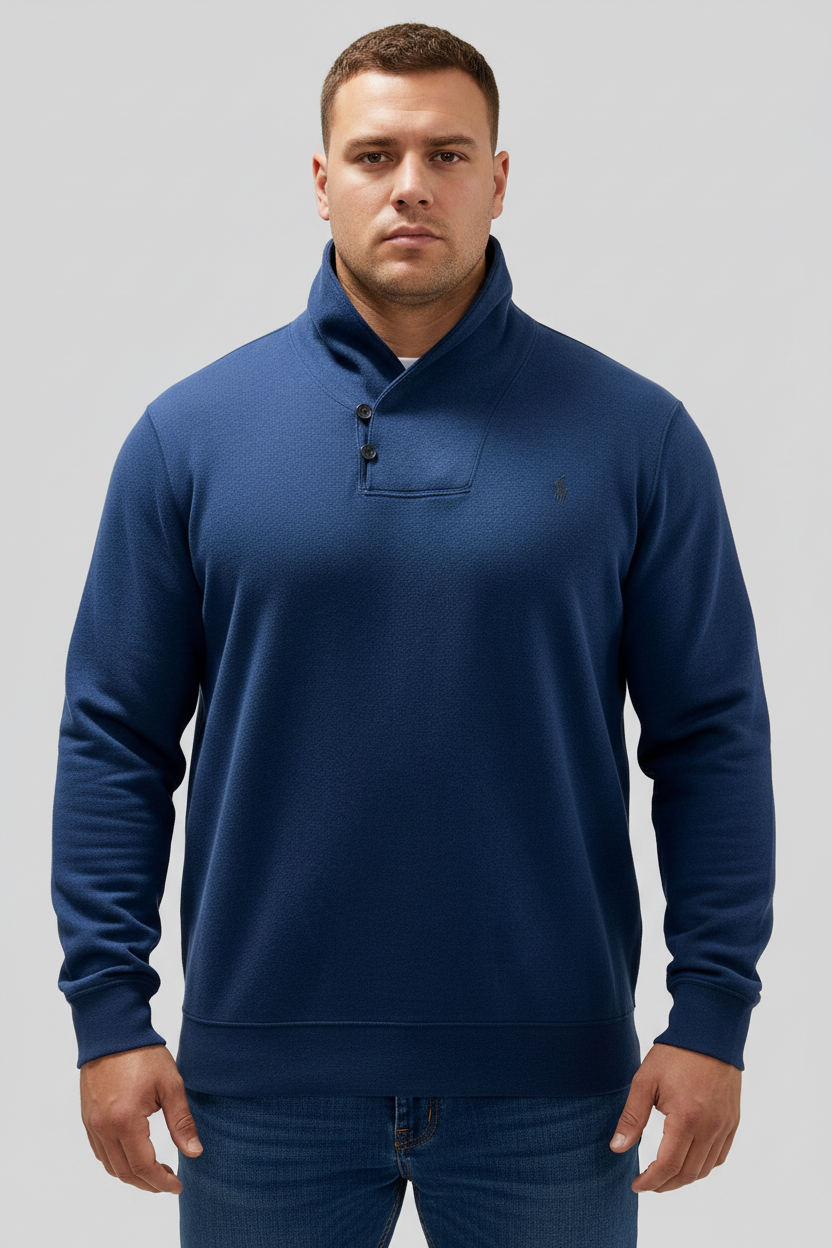 Sueter Jersey de botones Polo Ralph Lauren 🏇🏼 color azul oscuro con logo gris Talla XL