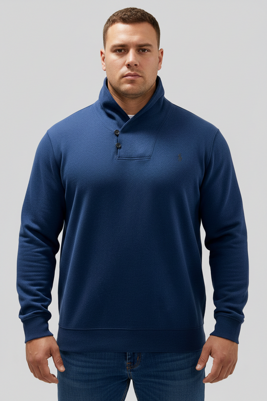 Sueter Jersey de botones Polo Ralph Lauren 🏇🏼 color azul oscuro con logo gris Talla XL
