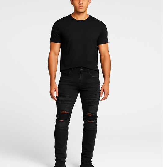 Pantalon jeans Pacsun 🇺🇸 color negro y diseño descosido Talla 31x32 Corte Skinny Fit