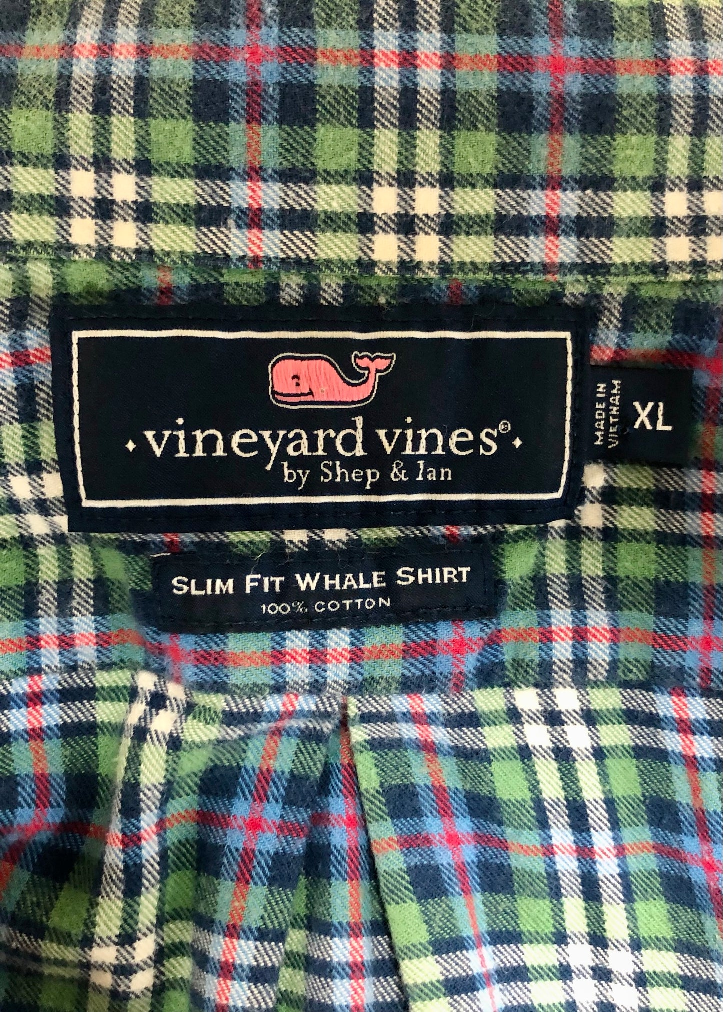 Camisa de botones Vineyard Vines 🐳 de cuadros en color azul, verde, rojo y blanco Talla XL Entalle Slim Fit