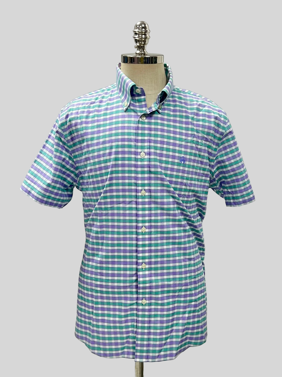 Camisa Brooks Brothers 🐑 color de cuadros en lila, verde y blanco Talla L Entalle Regular