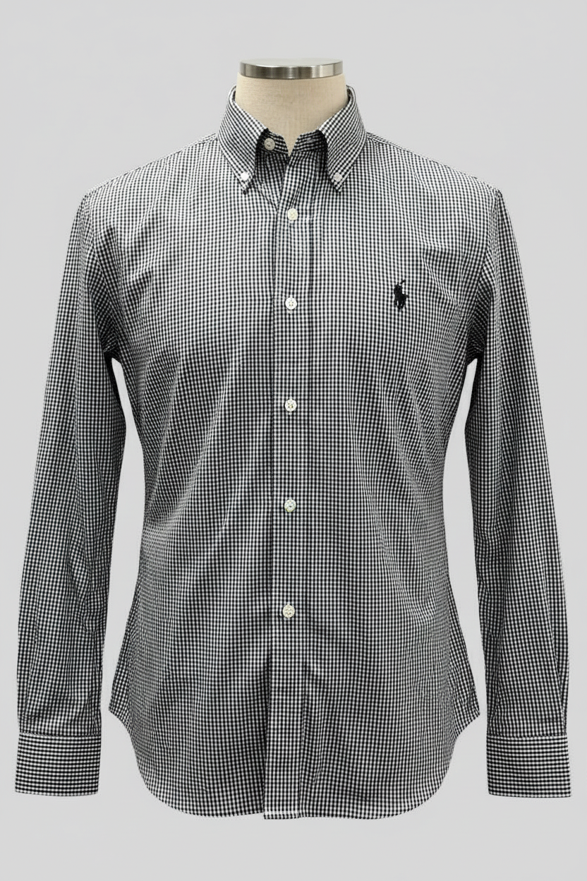 Camisa de botones Polo Ralph Lauren 🏇🏼 de cuadros finos negro y blanco Talla L Entalle Slim Fit