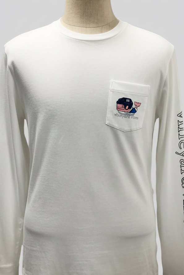 Camiseta cuello redondo Vineyard Vines 🐳 color blanco con Diseño de Hockey Talla M
