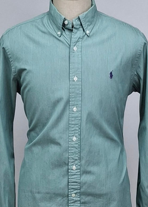 Camisa de botones Polo Ralph Lauren 🏇🏼 con rayas finas en color verde menta y blanco Talla L Entalle Regular