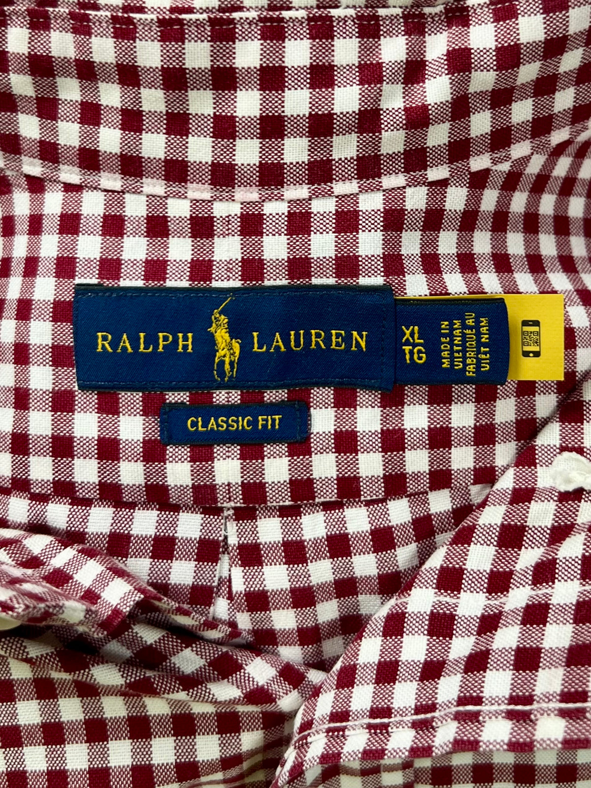 Camisa Polo Ralph Lauren 🏇🏼 Oxford de cuadros gingham en color rojo y blanco Talla XL Entalle Clásico