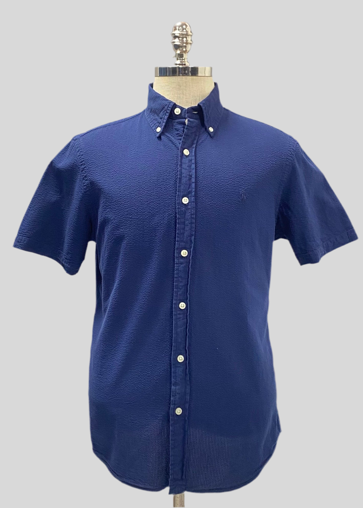 Camisa Polo Ralph Lauren 🏇🏼 Seersucker Color azul navy Talla M Entalle Clásico