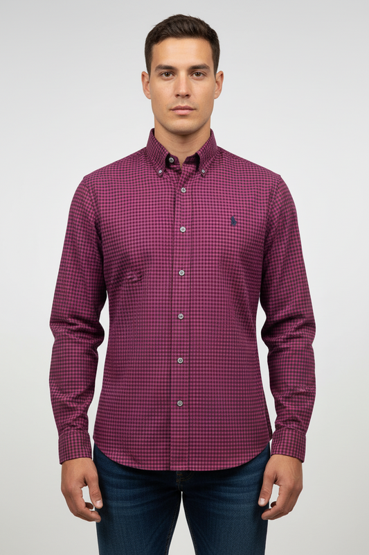 Camisa de botones Polo Ralph Lauren 🏇🏼 de cuadros gingham rojo y negro Talla M Entalle Regular