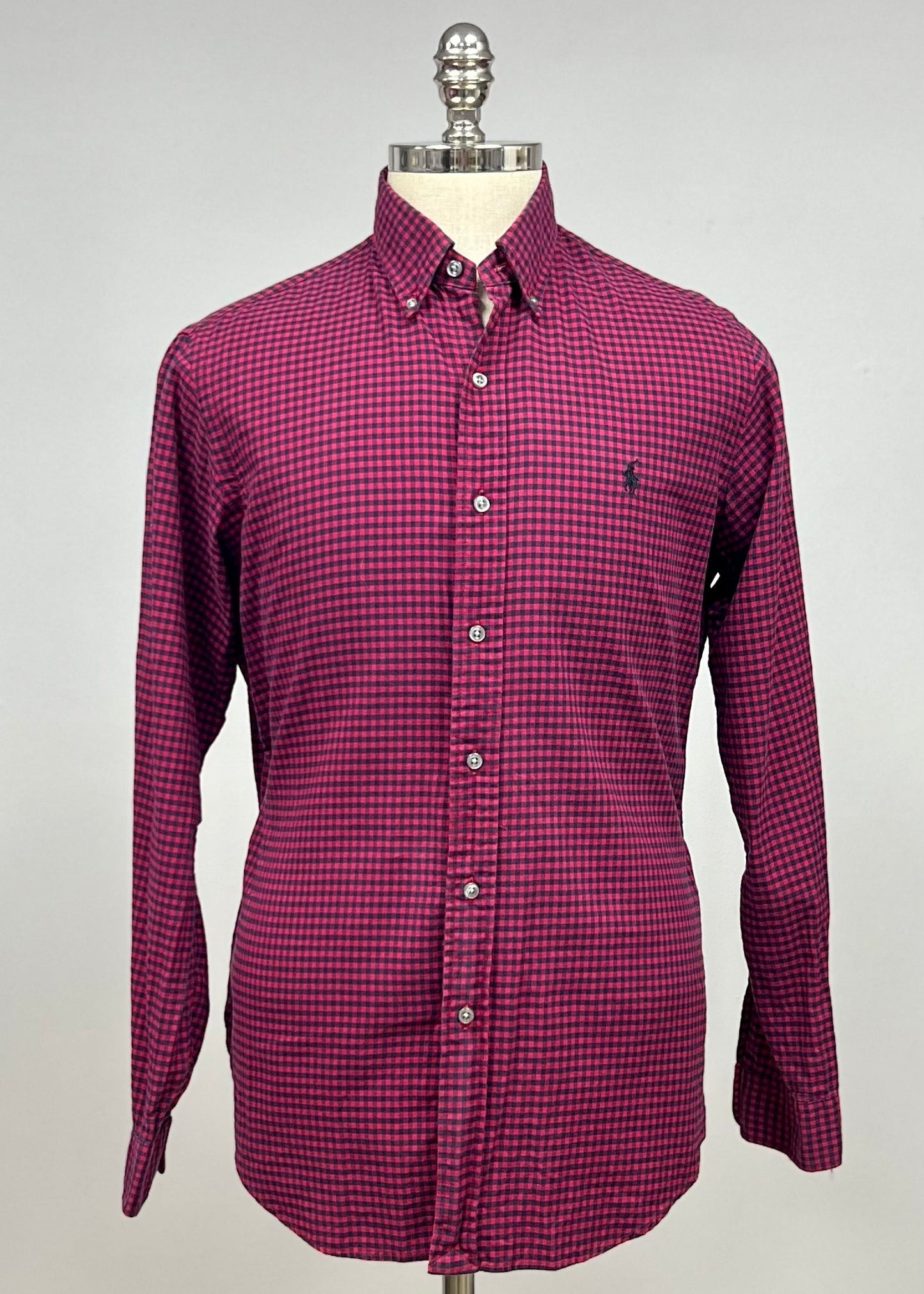 Camisa Polo Ralph Lauren 🏇🏼 con patron de cuadros gingham rojo y negro Talla M Entalle Slim Fit