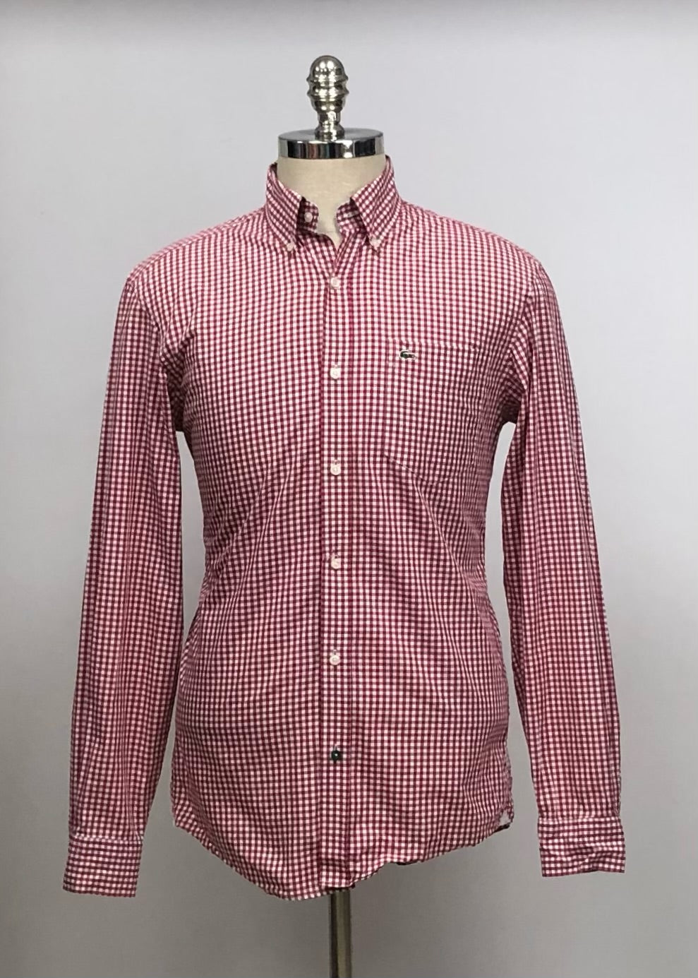 Camisa Lacoste 🐊 con patron de cuadros gingham rojo y blanco Talla S Entalle Regular (ver descripción)