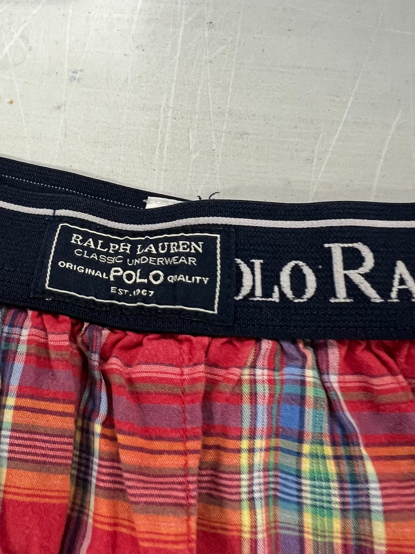 Boxer tejido Polo Ralph Lauren 🏇🏼 Tela algodón de cuadros en rojo, azul y naranja Talla M