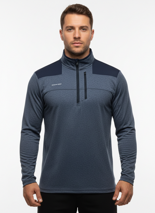 Sueter Jersey deportivo Vineyard Vines 🐳 On the go color azul grisaceo Tela Performance Talla L