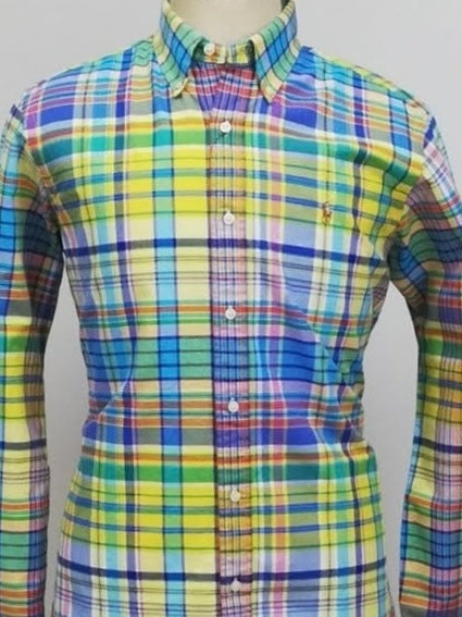 Camisa Polo Ralph Lauren 🏇🏼 con patron de cuadros tartán multicolor Talla M Entalle Clásico
