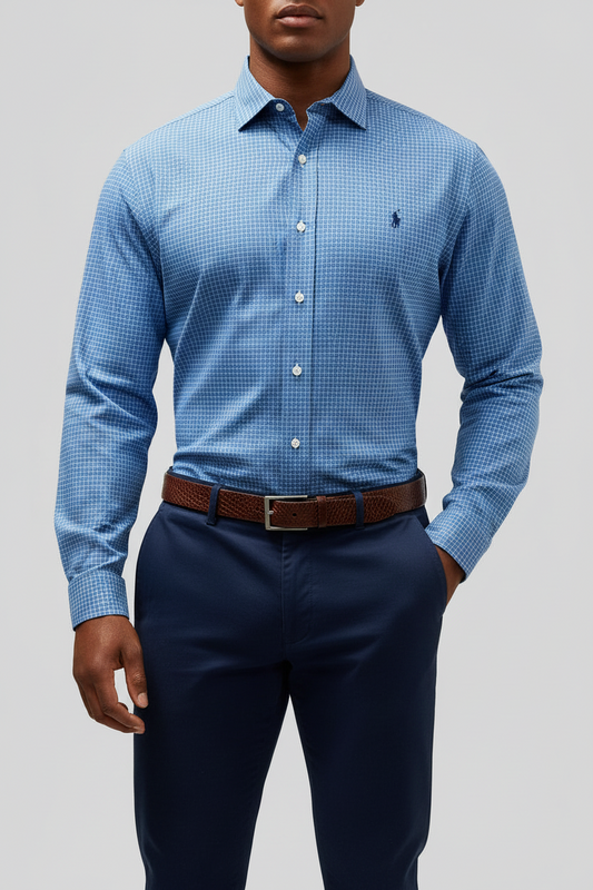 Camisa Polo Ralph Lauren 🏇🏼 de cuadros en color azul y blanco Talla XXL Entalle Regular