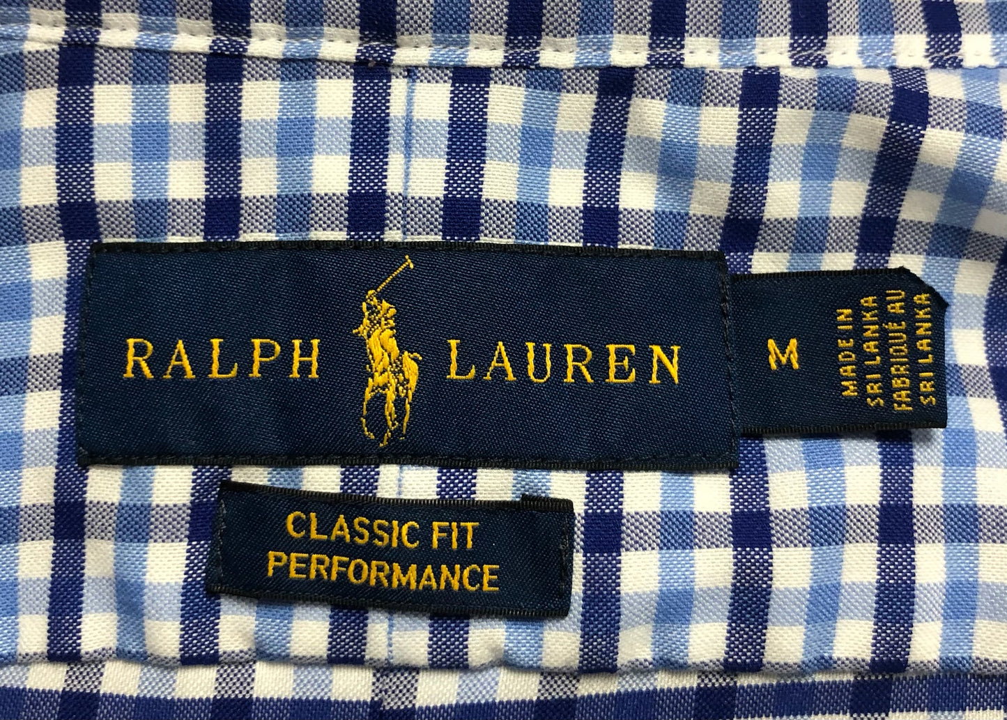 Camisa Polo Ralph Lauren 🏇🏼 Performance color blanco de cuadros azul y celeste Talla M Entalle Clásico