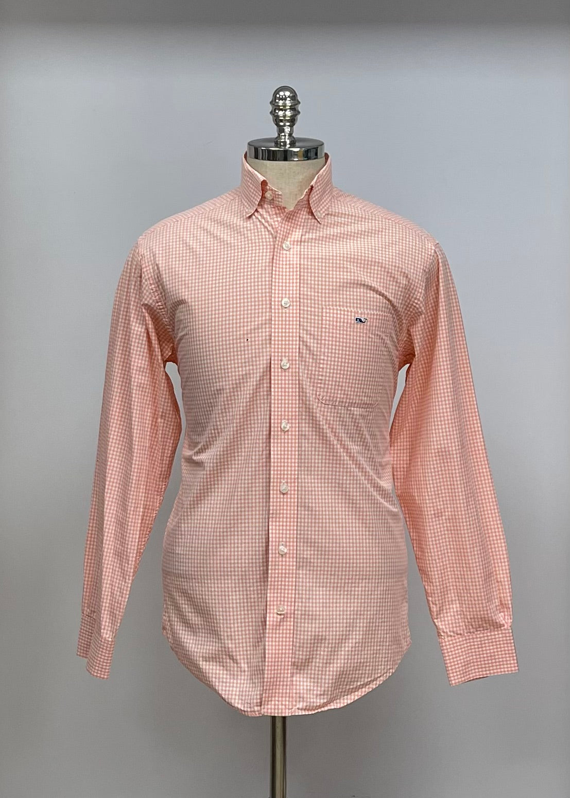 Camisa de botones Vineyard Vines 🐳 de cuadros en color naranja claro y blanco Talla M Entalle Regular