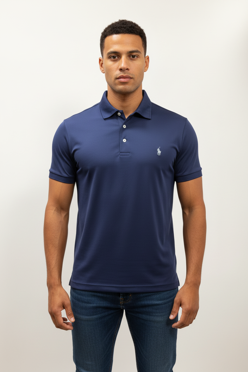 Camiseta Polo Ralph Lauren 🏇🏼 Tela performance color azul navy Talla L Entalle Regular