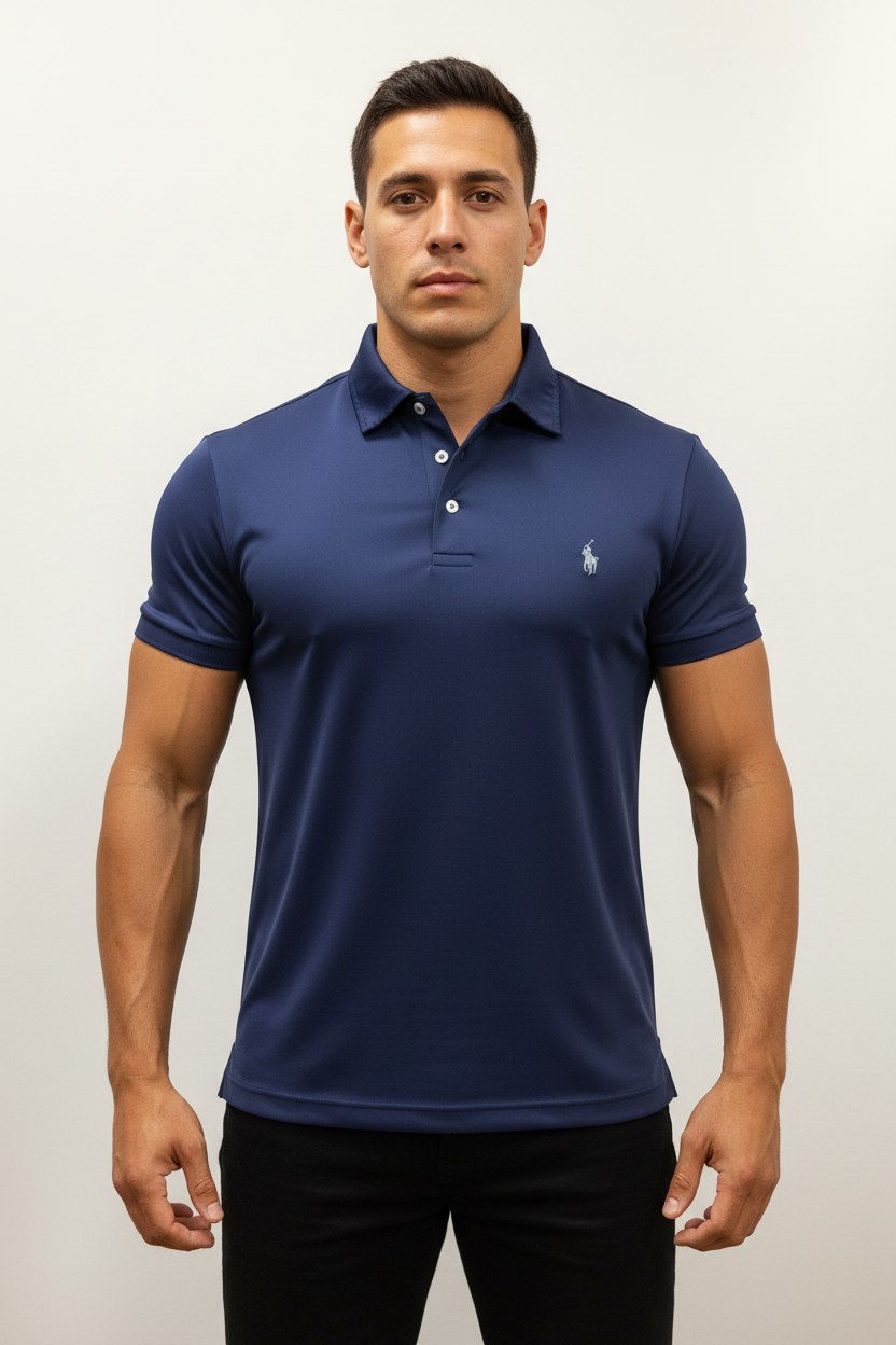Camiseta Polo Ralph Lauren 🏇🏼 Tela performance color azul navy Talla L Entalle Regular
