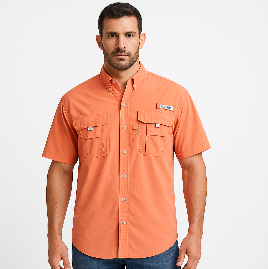 Camisa Columbia 🔹color salmon con Omni Shade Manga corta Talla S